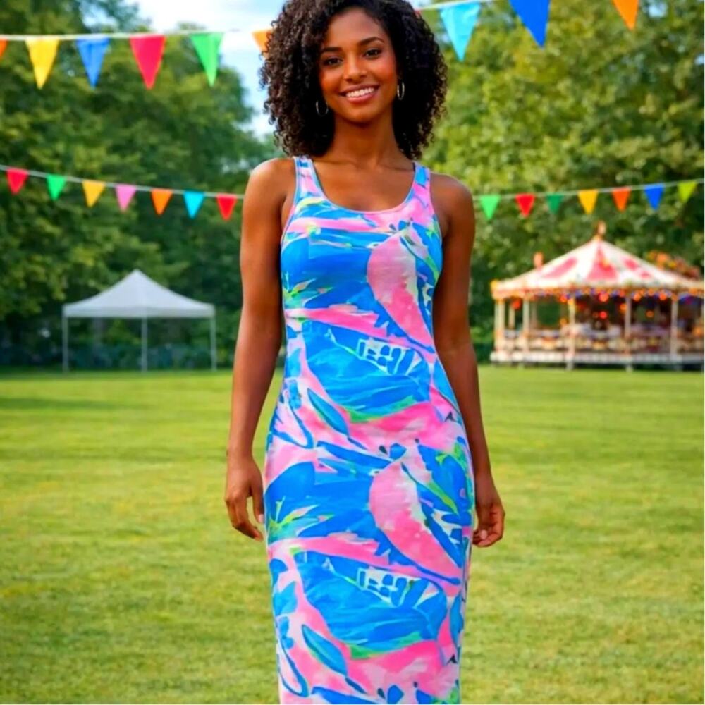 Maxi Dress Large Tropical Vacation Cruise Dress Long Resort UPF 50 Boho Spring
